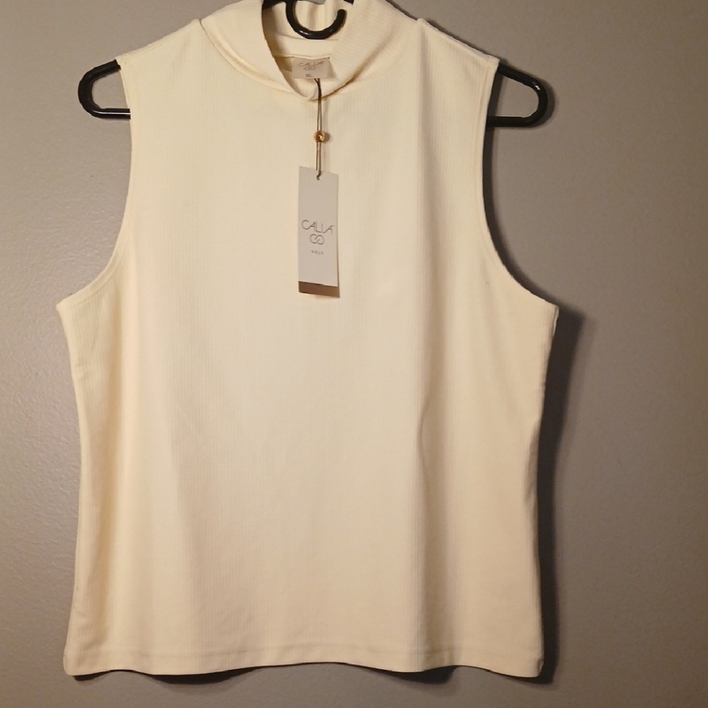 NWT CALIA Elegant Cream Sleeveless Tank Top XL